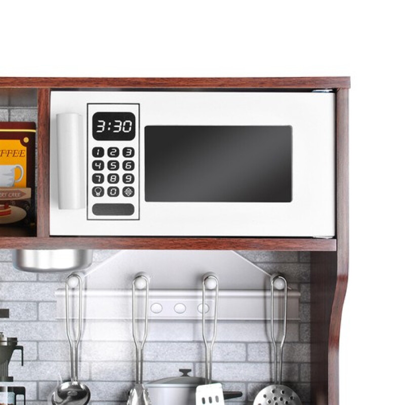 Wooden Toy Kitchen with Dishes, 80x80.5x24cm