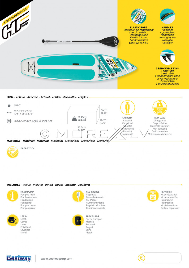 SUP laud Bestway Aqua Glider 65347, 322x79x12 cm