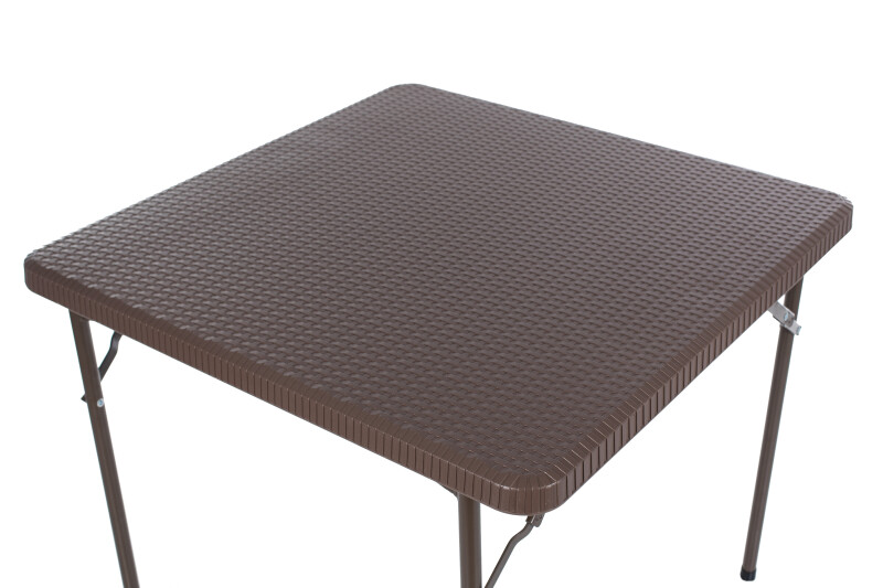 Rotangdisainiga kokkupandav kandiline laud 86x86x74 cm + 2 tool