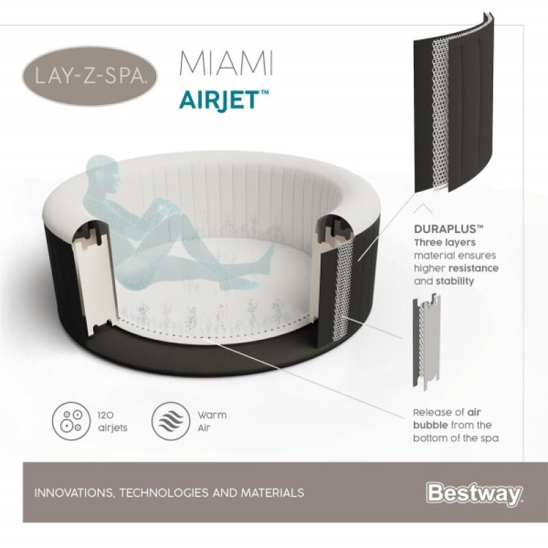 Bestway LAY-Z-SPA Miami AirJet 60001 bassein - mullivann 2-4 inimesele (60001)