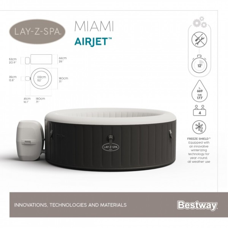 Bestway LAY-Z-SPA Miami AirJet 60001 bassein - mullivann 2-4 inimesele (60001)