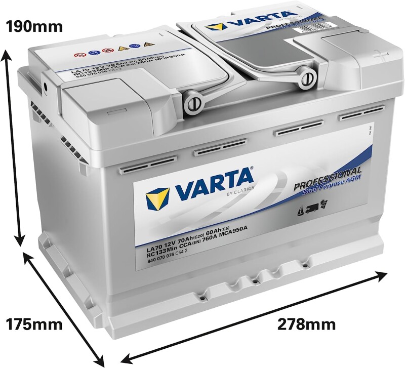 Jõuaku VARTA Professional AGM LA70 70Ah (20h)