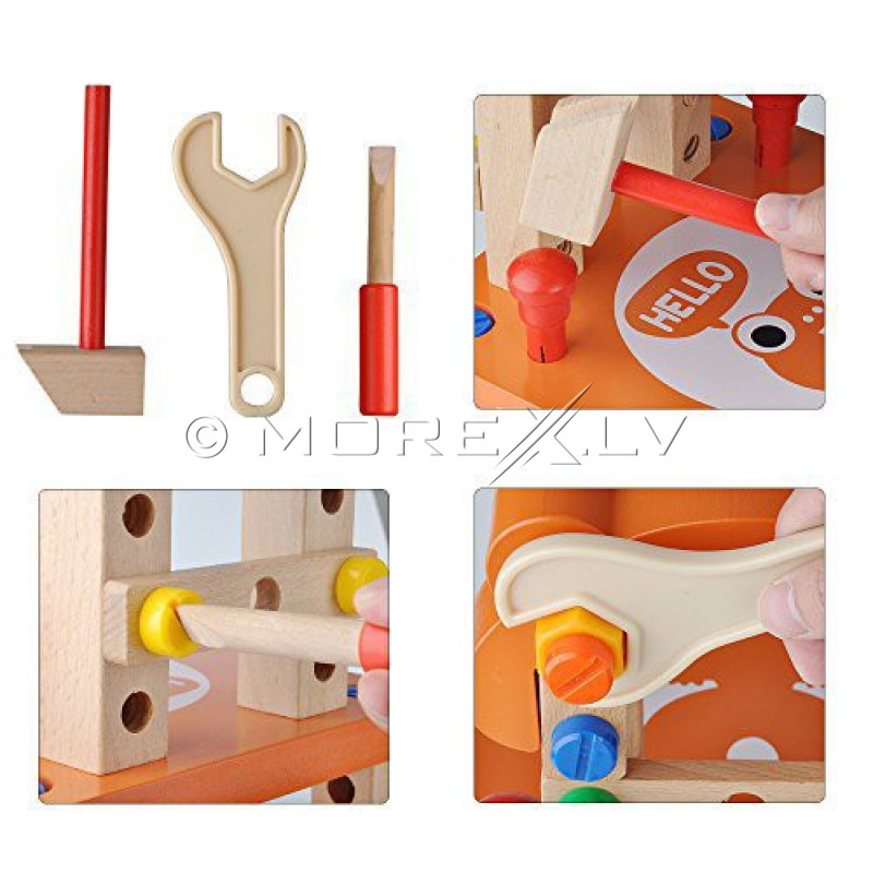 Kids' Wooden Construction Bench, 3 in1