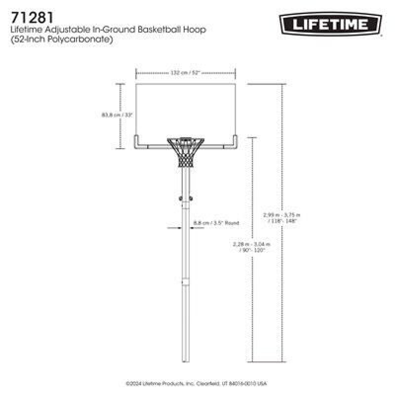 LIFETIME 71281 Reguleeritav korvpallirõngas (2.28 - 3.05 m)(Power Lift!)