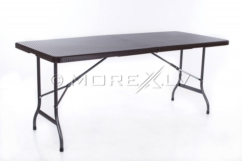 Rotangdisainiga kokkupandav laud 183x76 cm + 2 Kokkupandav laud