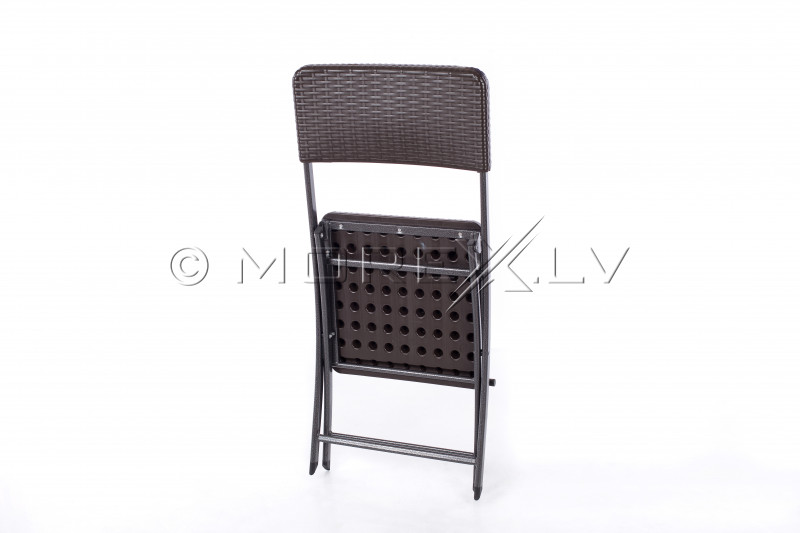 Square plastic folding table with a rattan design 62x62x74 cm + 2 chairs