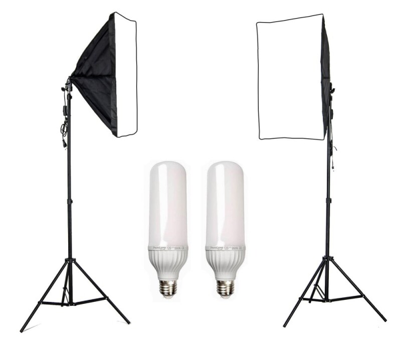 LED Комплект для фотостудии 2x125/300W, 2x софтбокса 50x70cm, 2 штатива (foto_05077)