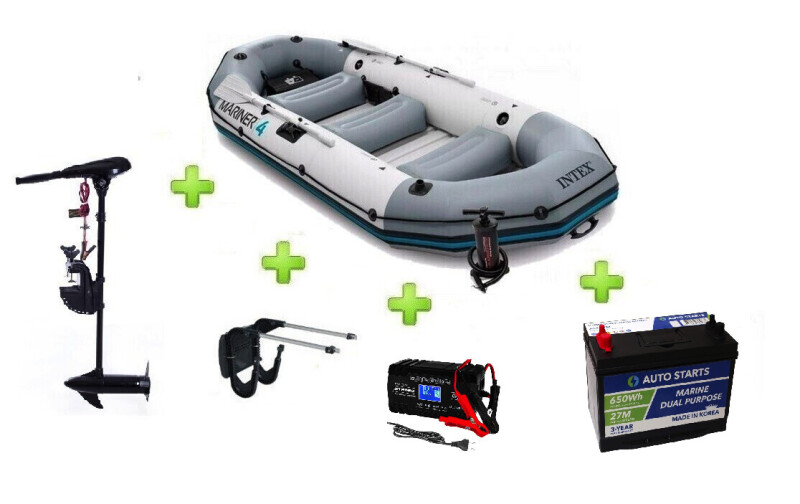 Intex MARINER 4 FULL SET c Neraus NRS 40X + аккумулятор + Marine Dual Purpose Battery 95Ah