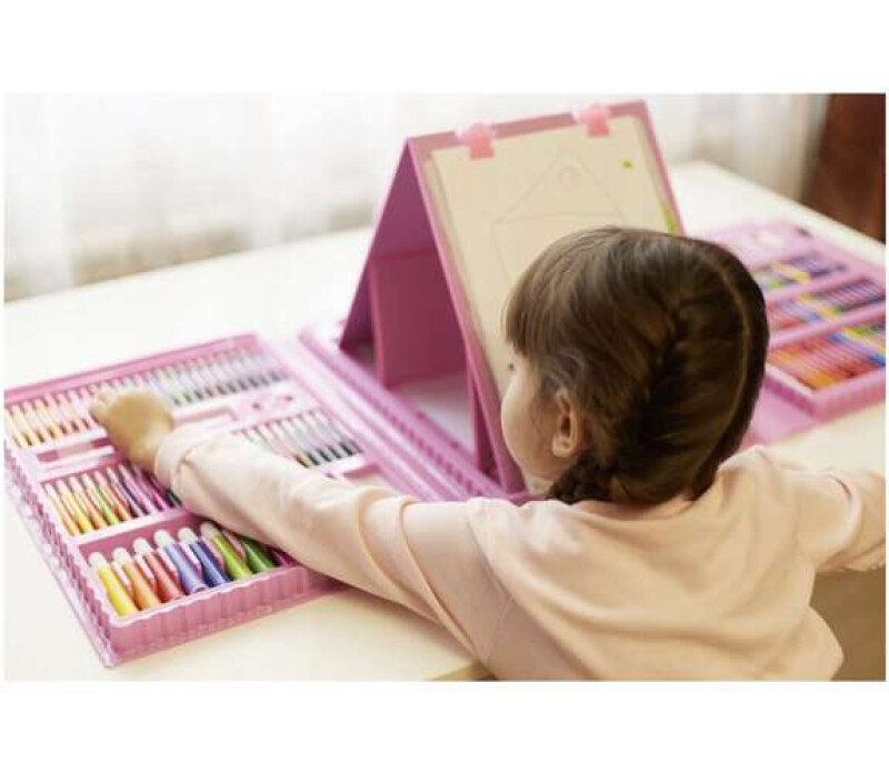 Kohver loomingu jaoks Kunstnik 208 eset + roosa Suitcase