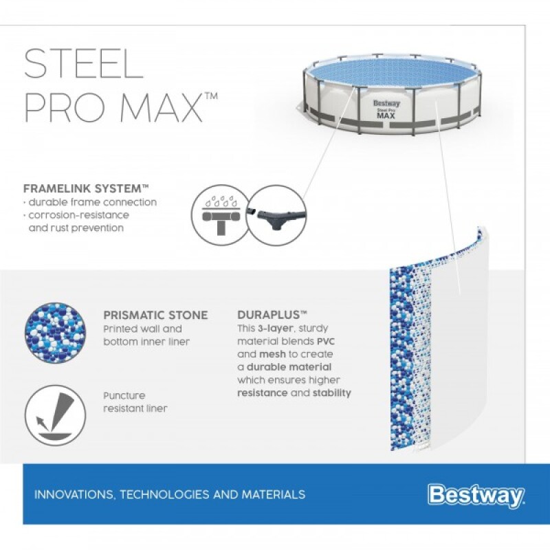 Каркасный бассейн Bestway Steel Pro Max Set 366х100 см, с фильтрующим насосом и аксессуарами (56418)
