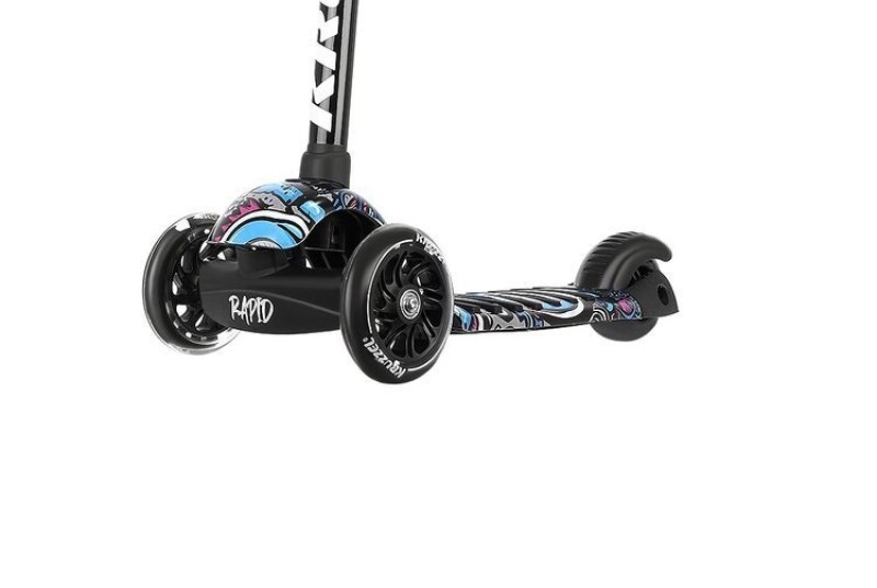 Scooter with two steered front wheels Rapid B, black