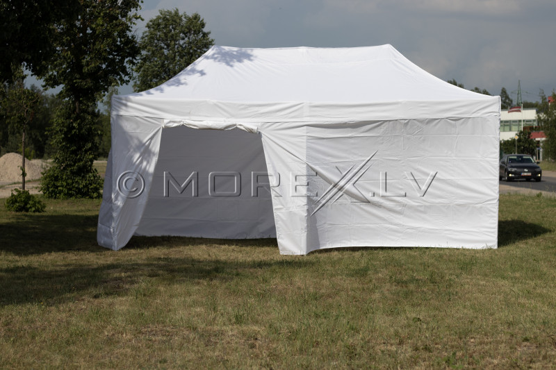 Pop Up kokkuklapitav varikatus 3x6m, seintega, valge, N-seeria, alumiinium (telk, paviljon, varikatus)