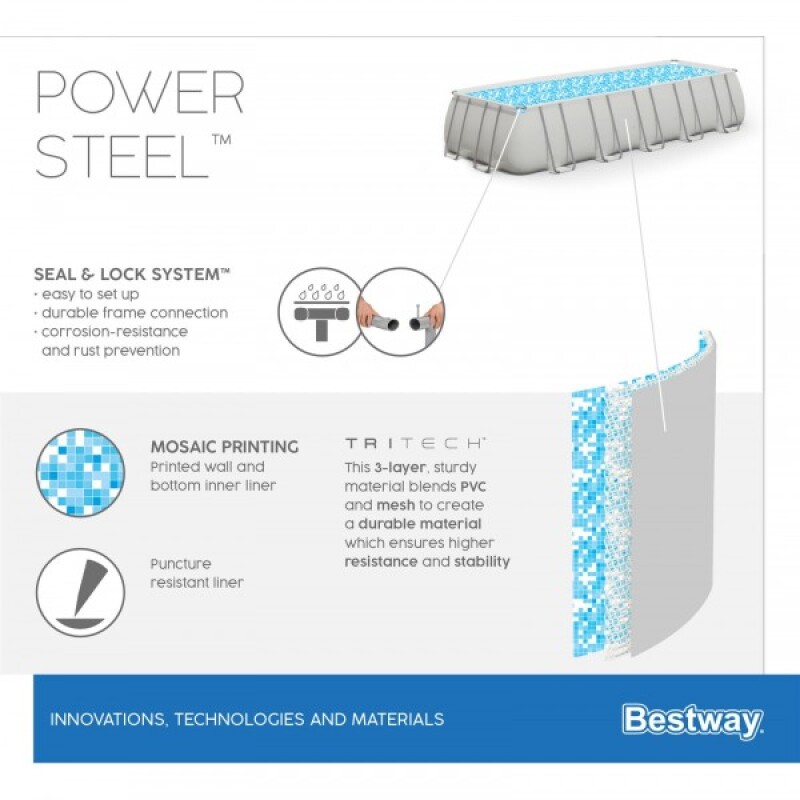 Baseinas Bestway Power Steel 549х274х122 cm su filtruojančiu siurbliu ir priedais (56466)