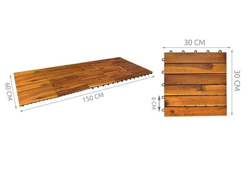 Деревянная плитка из акации 30x30 см, 10 шт.