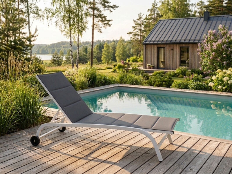Päevitustool 188x61x54 cm, valge-hall