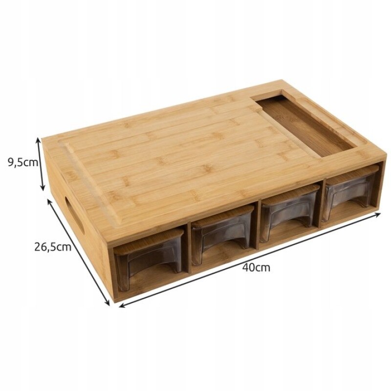 Bamboo board with 4 containers and graters