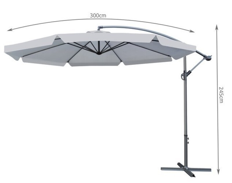 Sun protection umbrella on a stand, 3 m, dark gray