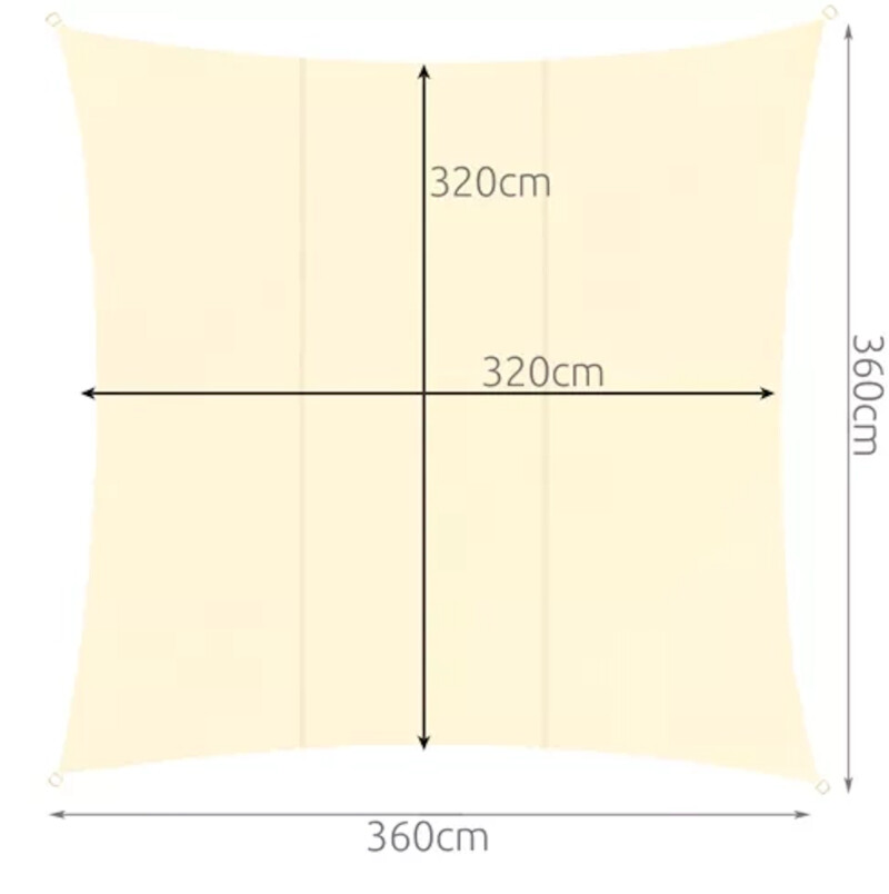 Päikesevari 3.6x3.6 m ruut, beež