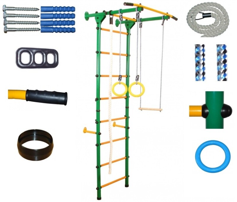Laste rootsi sein Atlet Light, rohekaskollane, 220x90x75 cm