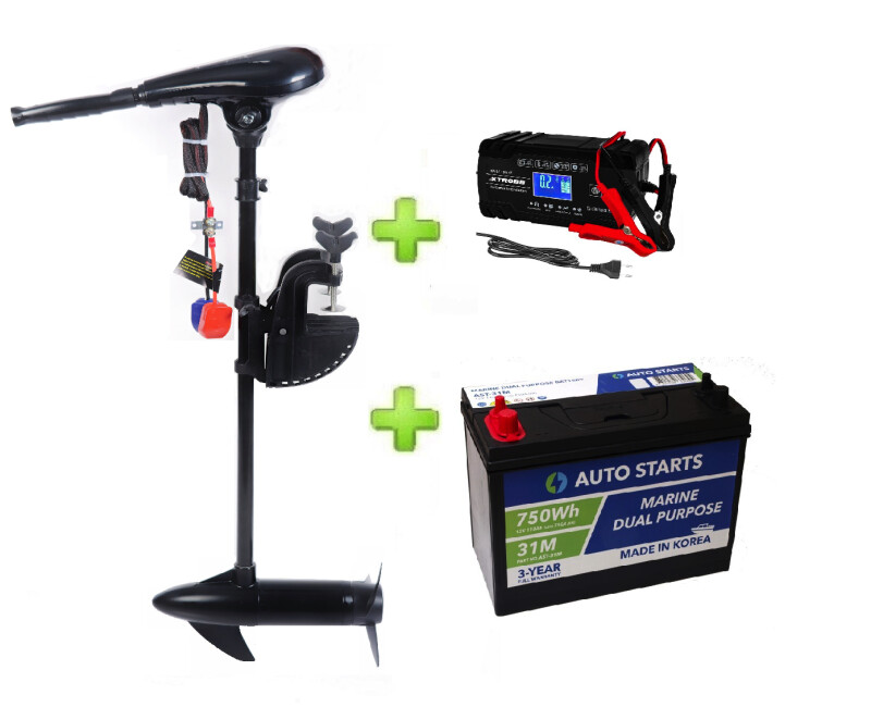 NERAUS NRS 62X + аккумулятор Marine Dual Purpose Battery 110Ah + XTROBB зарядное устройство 8A/4A