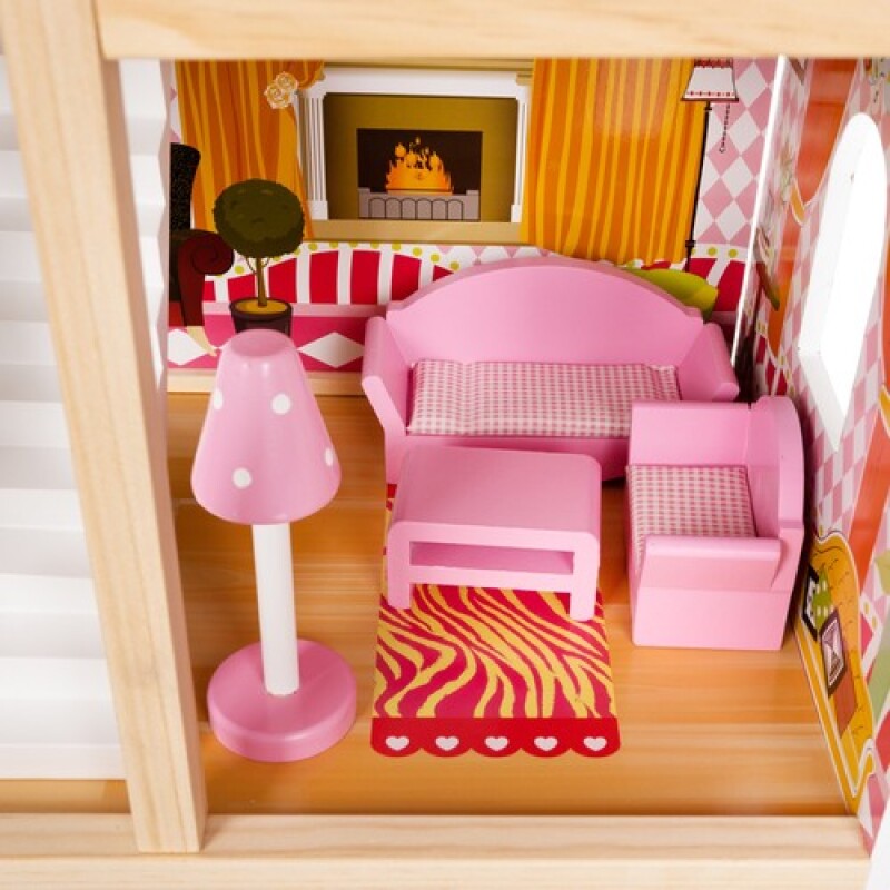 Wooden dollhouse with accessories, 90x59x29 cm