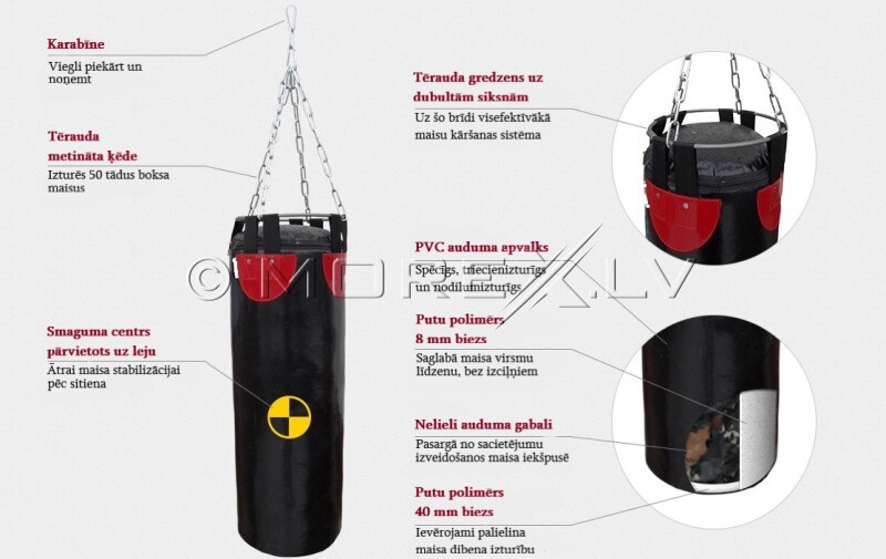 Bokso maišas SANRO 90/28 cm, 21 kg juoda