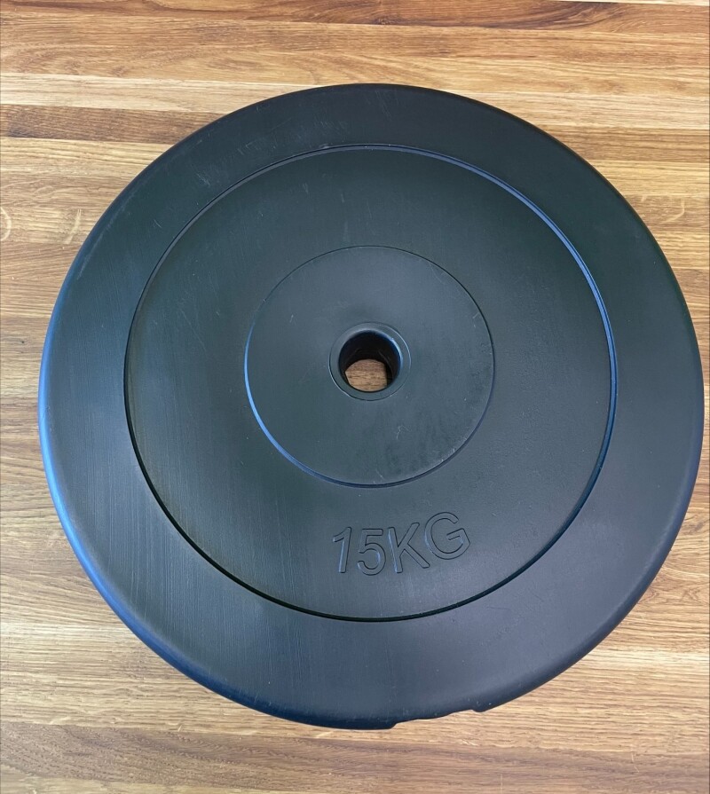 Vinyl weight disk for barbells and dumbbells (plate) 15kg (26,5mm)