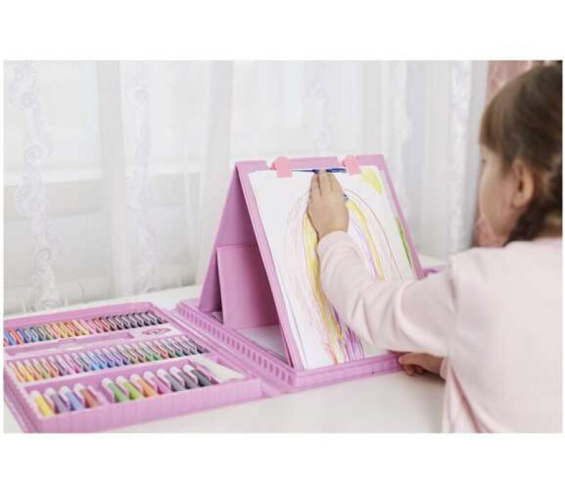 Kohver loomingu jaoks Kunstnik 208 eset + roosa Suitcase