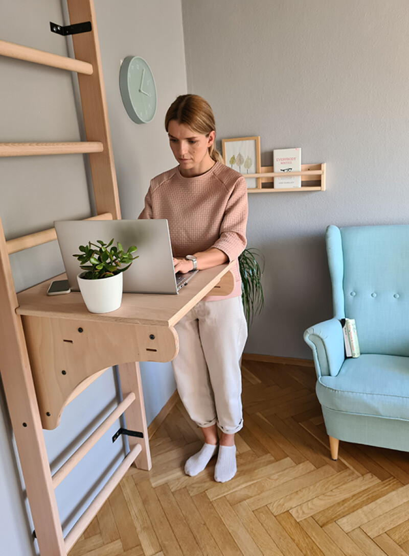 Puidust Rootsi redel RESTPRO® WOOD 230x65 cm koos lauaga