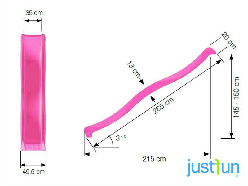Just-Fun čiuožykla „Vilnelė“ 2.75 m, 150 cm aukščio, gelsvai žalsva