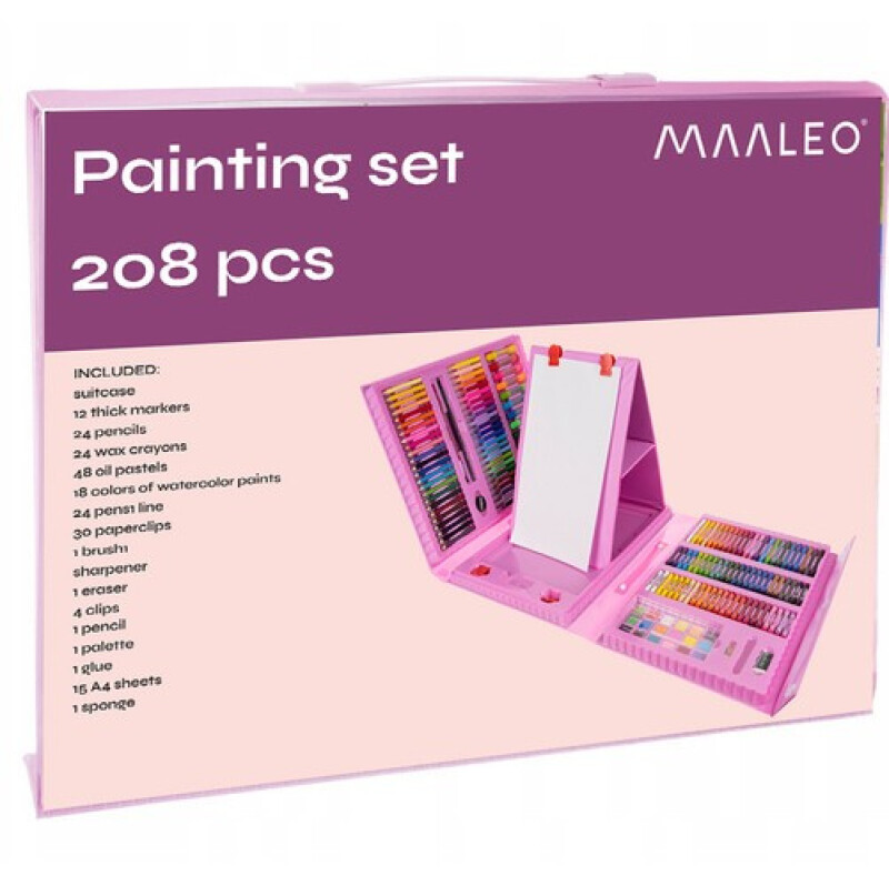 Kohver loomingu jaoks Kunstnik 208 eset + roosa Suitcase