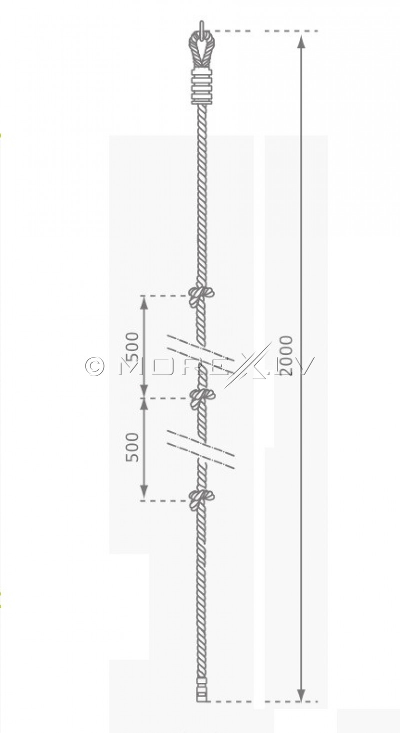 Sportinė laipiojimo virvė su trim mazgais КВТ 200 cm (310)