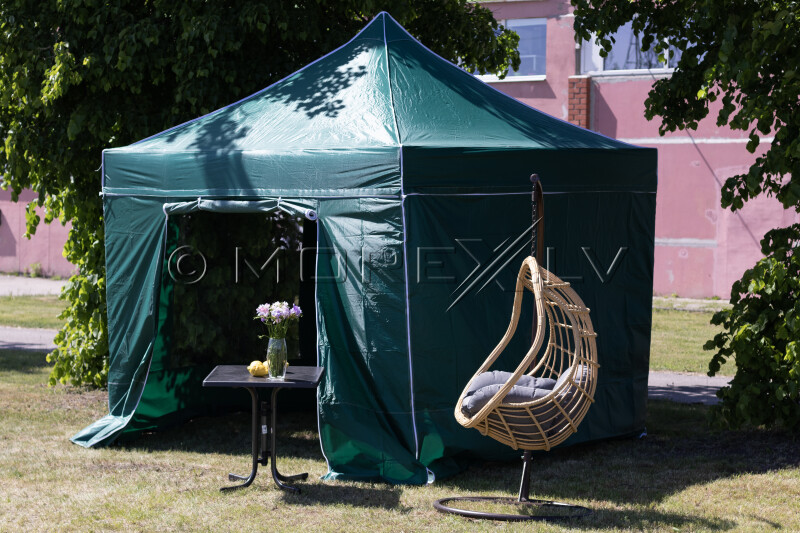 Pop Up Folding tent 3x3 m, with walls, Green, X series, aluminum (canopy, pavilion, awning)