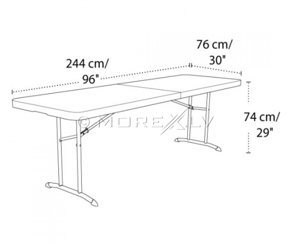 Kokkupandav laud 244x76cm + 8 Kokkupandav tool seljatoega