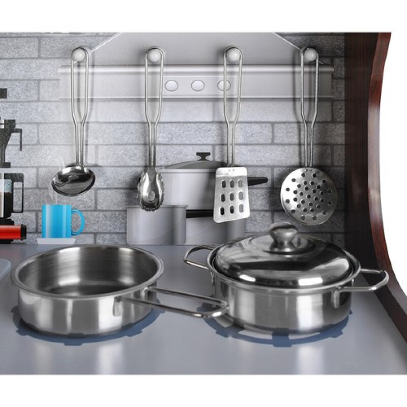 Wooden Toy Kitchen with Dishes, 80x80.5x24cm