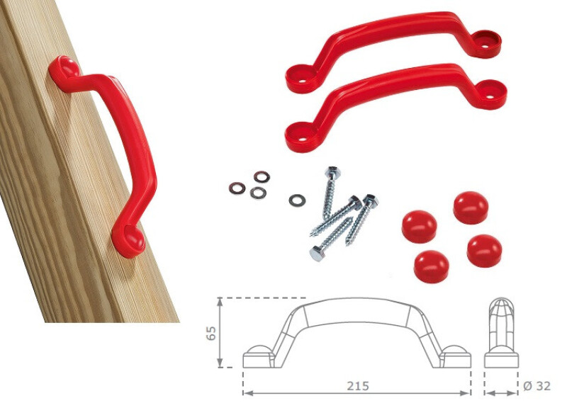 Plastikust käepidemekomplekt laste mänguväljaku jaoks, 2 tk, 215x65 mm