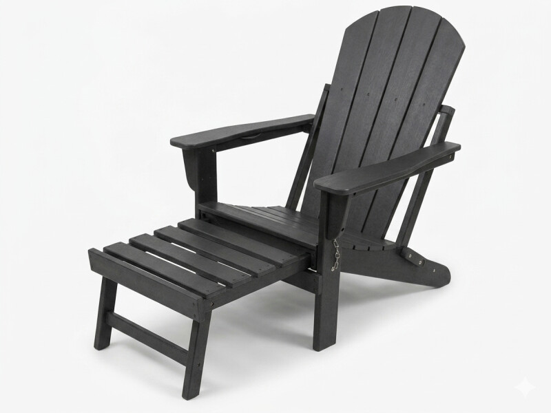 Adirondacki aiatool jalatoega 79x72x95-120 cm, must
