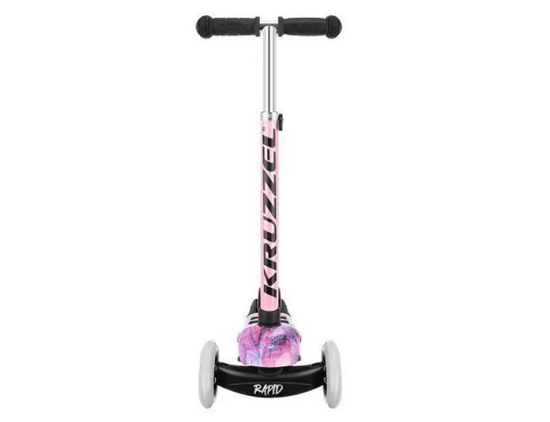 Scooter with two steered front wheels Rapid PU, pink