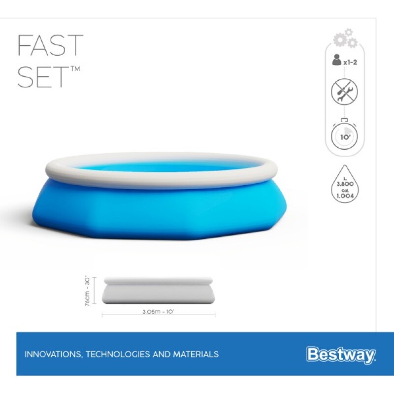 Bassein Bestway Fast Set 305x76 cm Pool Set, koos filterpumba (57270)