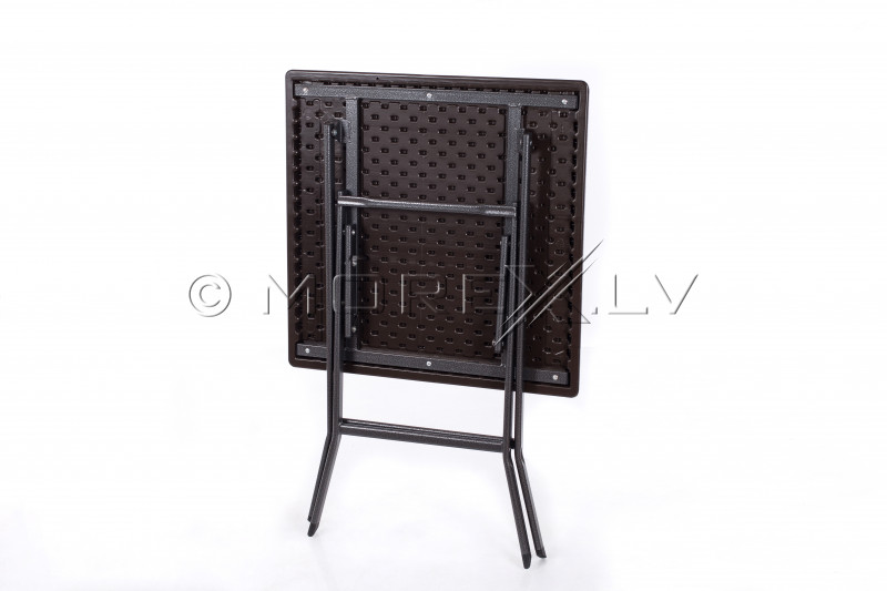Square plastic folding table with a rattan design 62x62x74 cm
