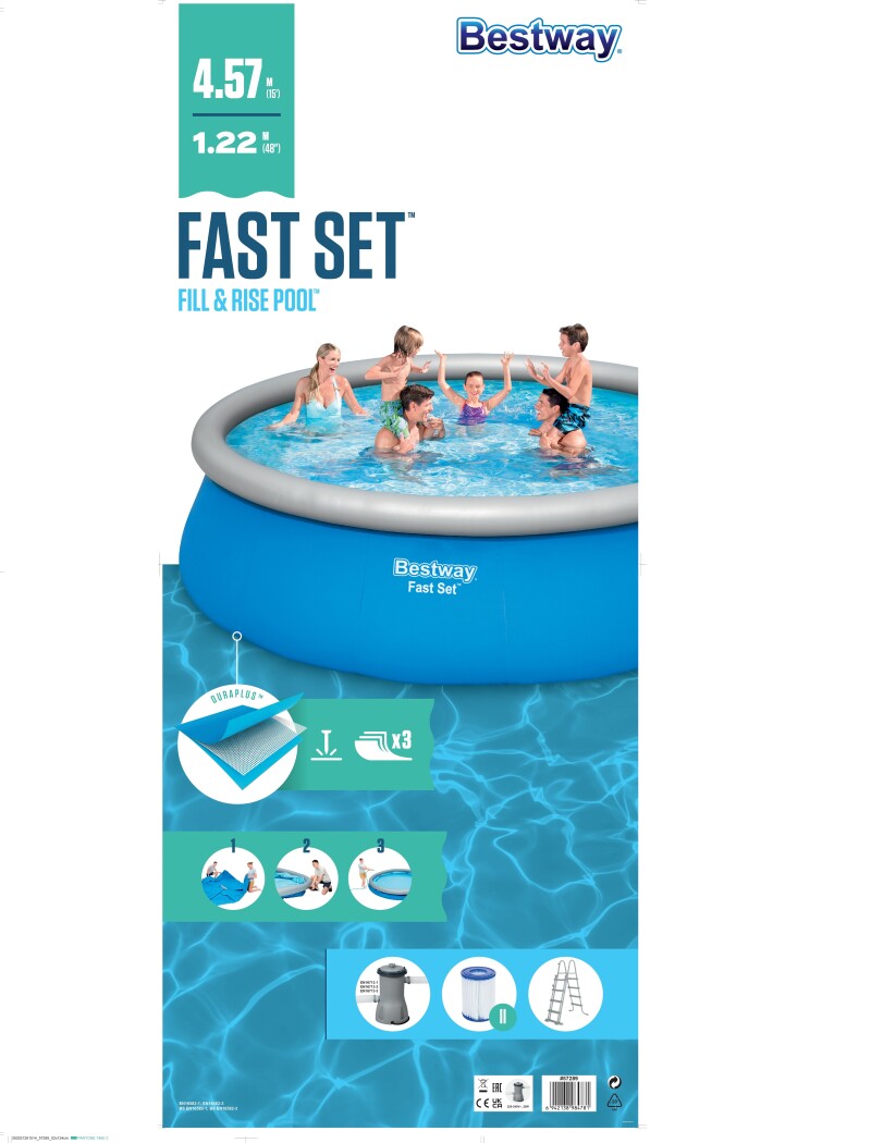 Bassein Bestway Fast Set 457x122 cm Pool Set, koos filterpumba ja aksessuaaridega (57289)