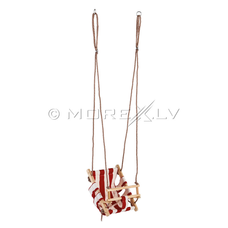 Kids wooden swing with canvas seat 45х31 cm, КВТ red-and-white