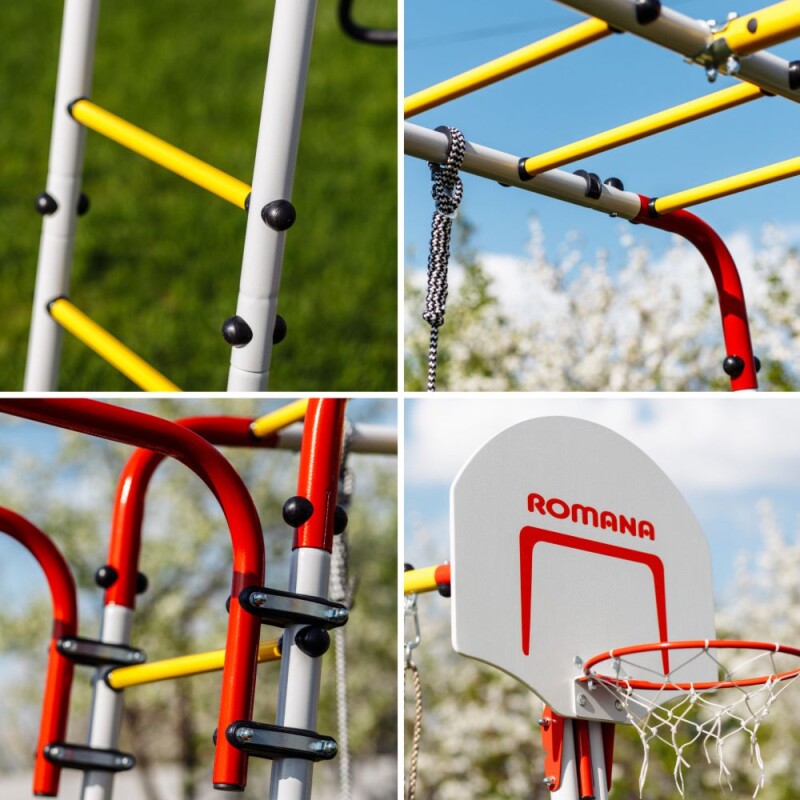 Väline spordikompleks ROMANA FITNESS-2, valge-kollane-punane