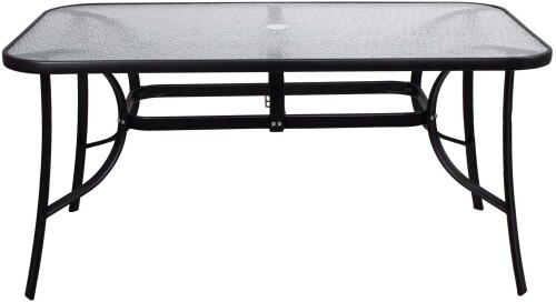 Table, metal with glass surface 150 x 90 x 71 cm Black