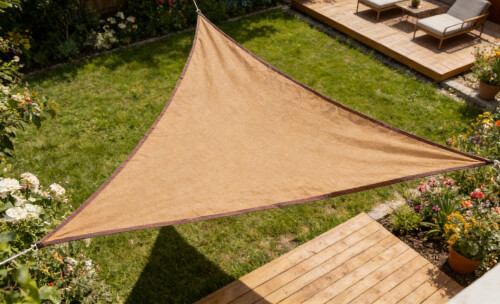 Päikesevari 4.8x4.8x4.8 m kolmnurk, beež