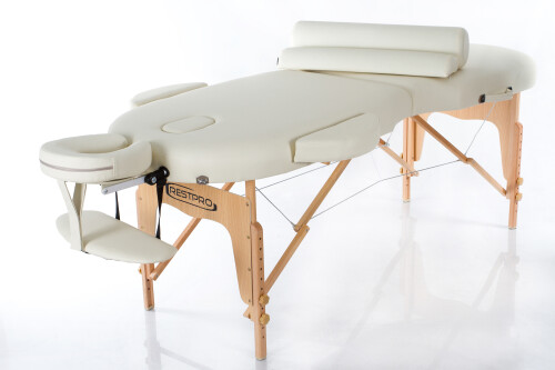 RESTPRO® VIP OVAL 2 CREAM Massage Table + Massage Bolsters