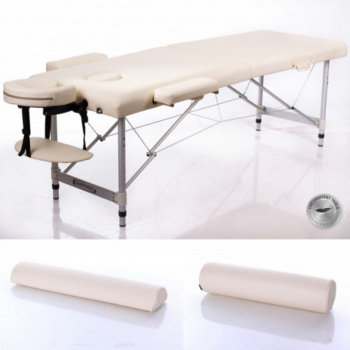 RESTPRO® ALU 2 L Cream Set massage table + massage rollers (3-pack)
