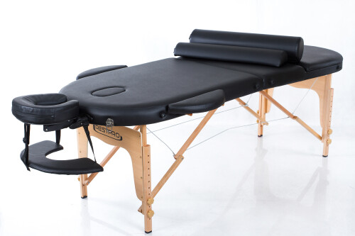 RESTPRO® Classic Oval 3 Black Portable Massage Table + Massage Bolsters
