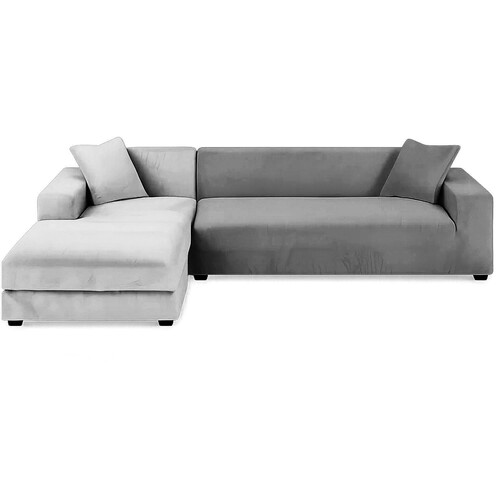 Stretch velour sofa cover 145-185 cm, dark gray