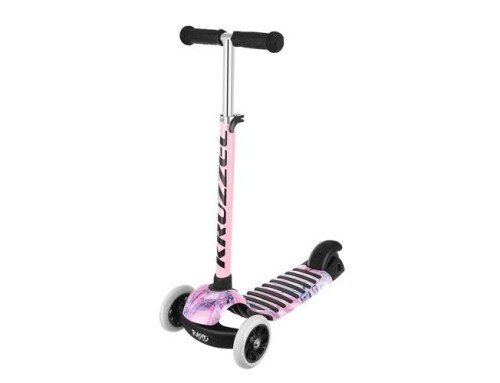 Scooter with two steered front wheels Rapid PU, pink